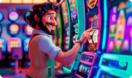 Man plays slots